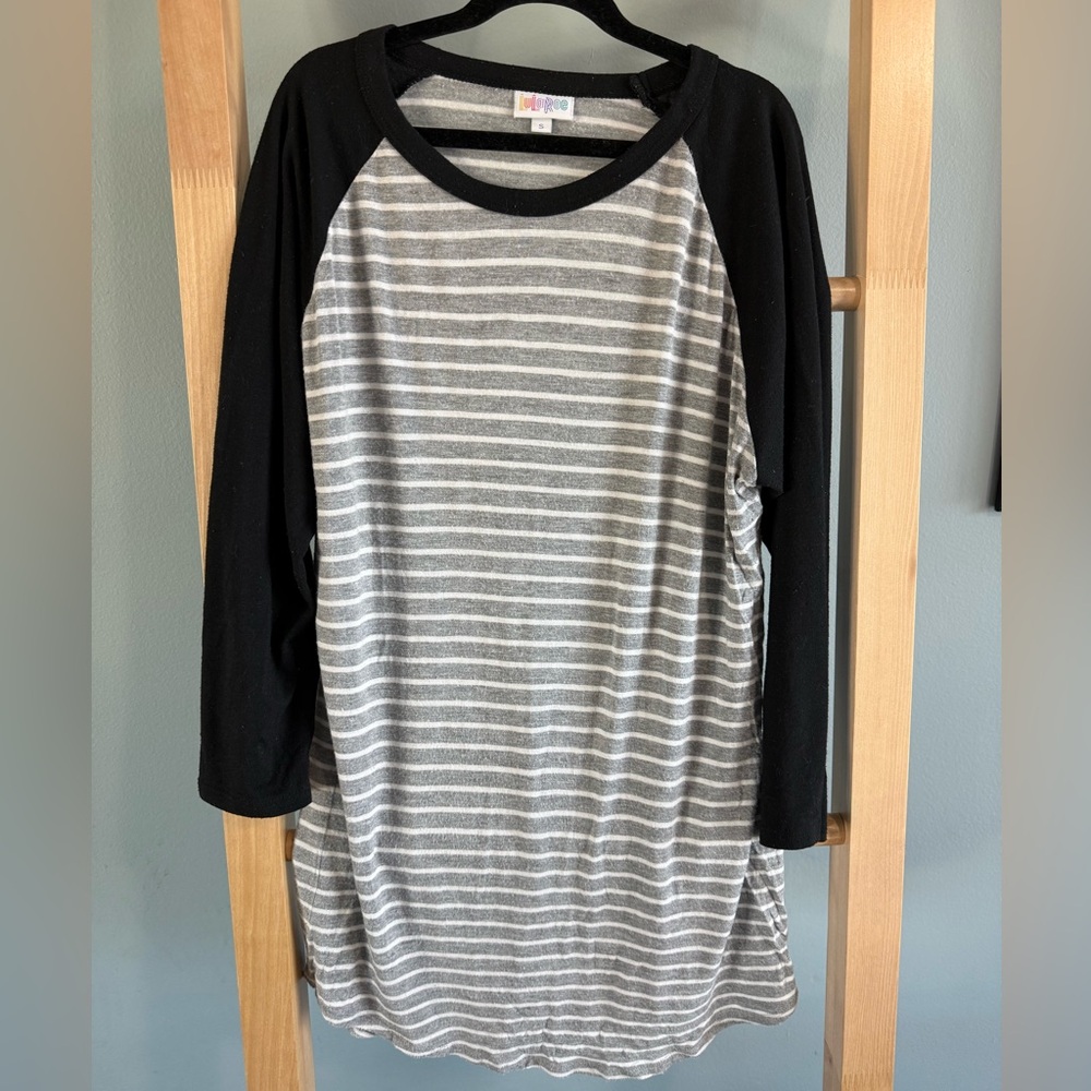 LuLaRoe Black and Gray Striped Top